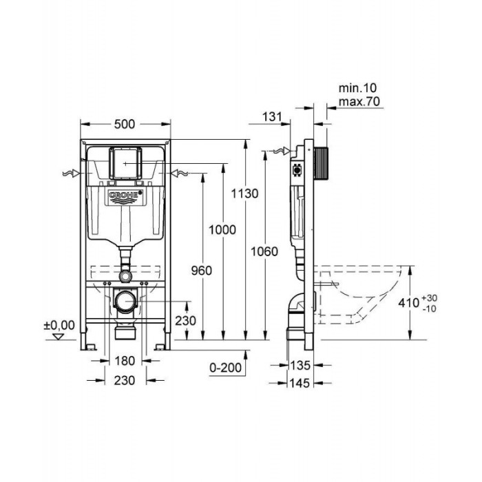Potinkinis unitazo rėmas GROHE Rapid SL 5 in 1 + pakabinamas unitazas su dangčiu Laufen Pro New