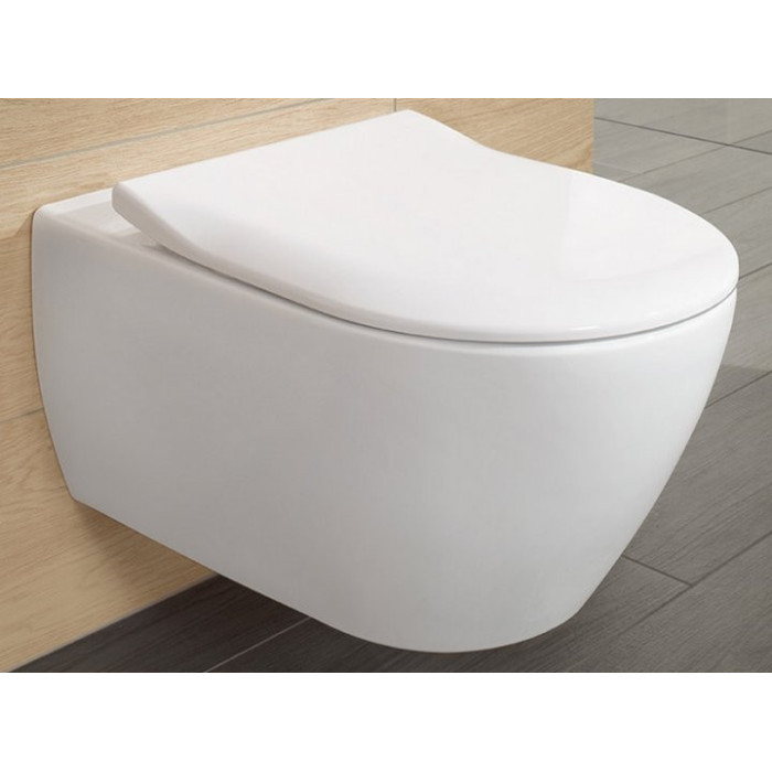 Pakabinamas unitazas VILLEROY & BOCH Subway 2.0 Direct Flush WC su SlimSeat dangčiu, White Alpin, 5614R201