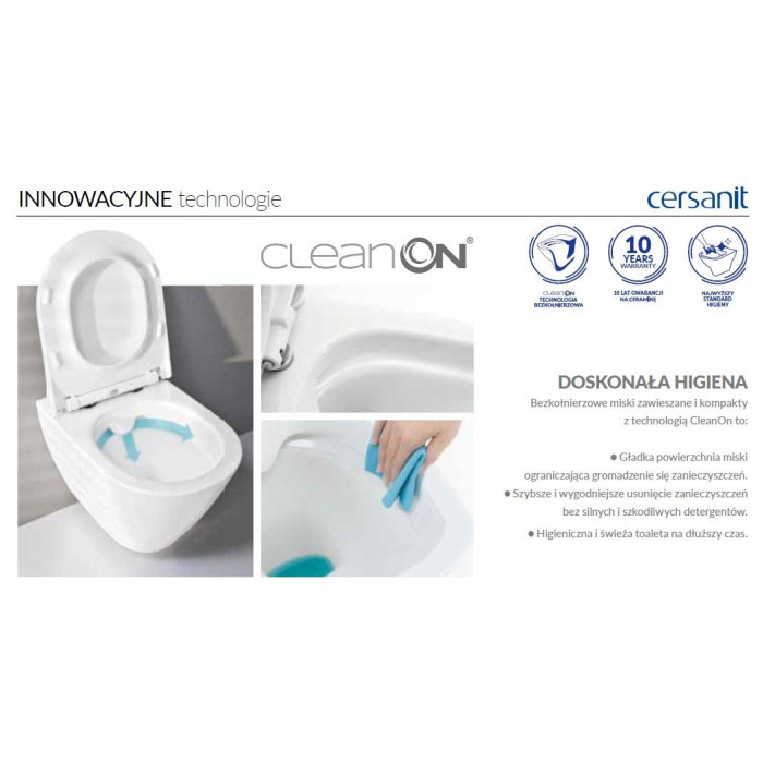 Pakabinamas WC puodas CERSANIT City Oval su Rimless technologija ir plonu lėtaeigiu dangčiu