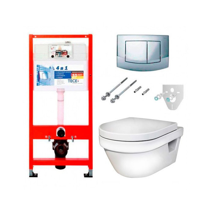 Pakabinamo unitazo GUSTAVSBERG Hygienic Flush ir potinkinio rėmo TECE 4 in 1 komplektas