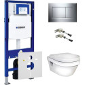 Pakabinamo unitazo GUSTAVSBERG Hygienic Flush ir potinkinio rėmo GEBERIT 4 in 1 komplektas