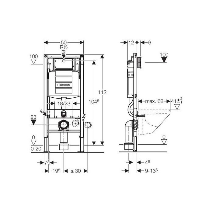 Pakabinamo unitazo GUSTAVSBERG Hygienic Flush ir potinkinio rėmo GEBERIT 4 in 1 komplektas