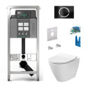 Potinkinis unitazo rėmas MEPA VeraVIT 6 in 1, juodas + pakabinamas unitazas CERSANIT City Oval