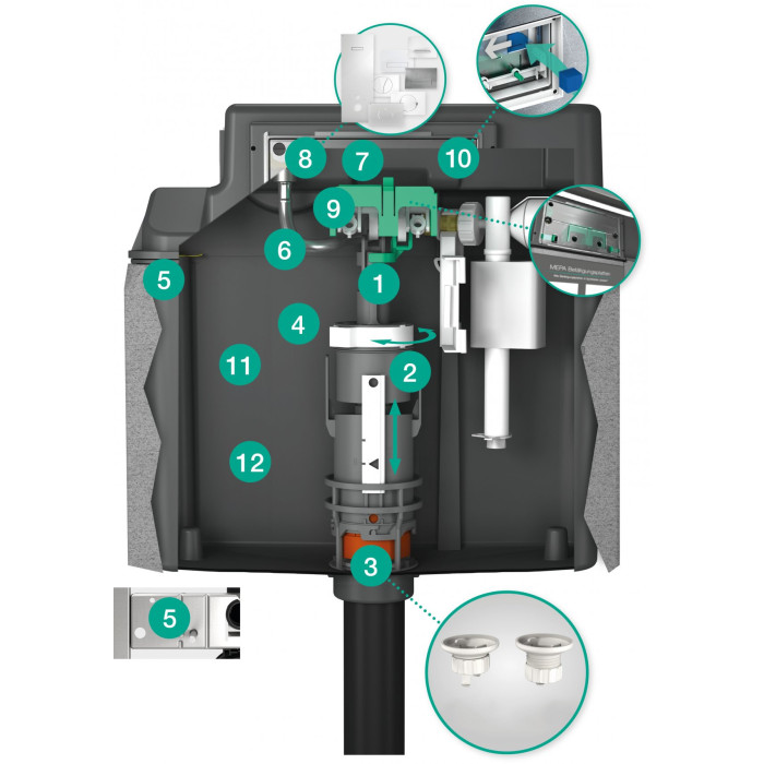 Potinkinis unitazo rėmas MEPA VeraVIT 6 in 1, juodas + pakabinamas unitazas CERSANIT City Oval