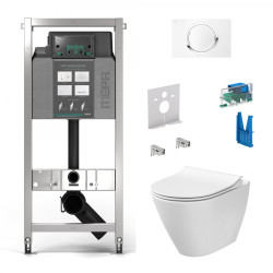Potinkinis unitazo rėmas MEPA VeraVIT 6 in 1, baltas + pakabinamas unitazas CERSANIT City Oval