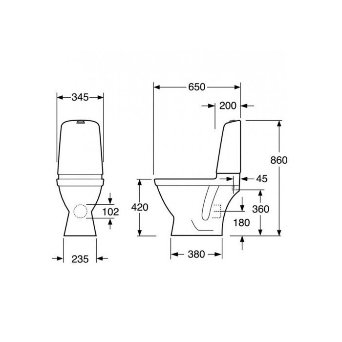 Pastatomas unitazas GUSTAVSBERG Nautic 1510 C+ Hygienic Flush su soft close dangčiu