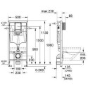Potinkinis GROHE Rapid SL rėmas su chromuotu mygtuku ir klozetu DEANTE Peonia Rimless
