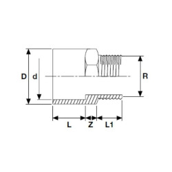 Jungtis PVC-U PİMTAŞ 40 (50) x 1 1/4" išorė (PN16)