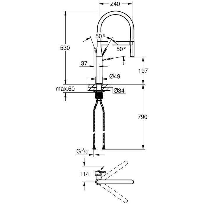 Virtuvės (plautuvės) maišytuvas GROHE Essence, 30294GL0
