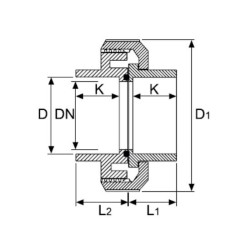 Išardomas sujungimas PVC-U PİMTAŞ 40 (PN16)