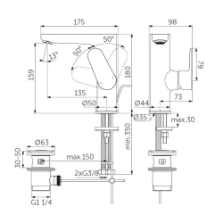 Aukštas praustuvo maišytuvas IDEAL STANDARD Cerafine O, juodas - matinis, BC703XG