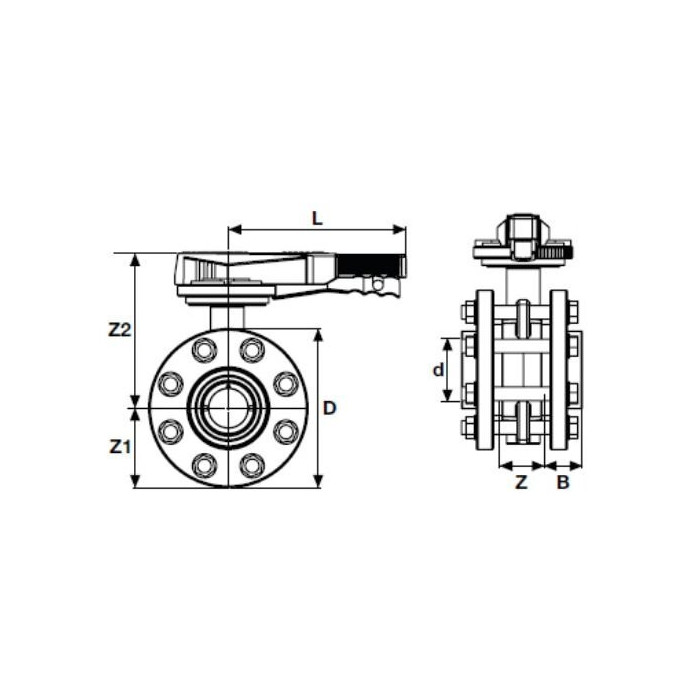 Sklendė su flanšiniais adapteriais PVC-U PİMTAŞ 250 (PN10), vandeniui