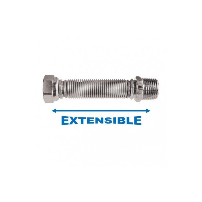 Lanksti nerūdijančio plieno žarnelė MEPA Luxury 1000-2000 mm (DN12) 1/2"" vidus / 1/2"" išorė