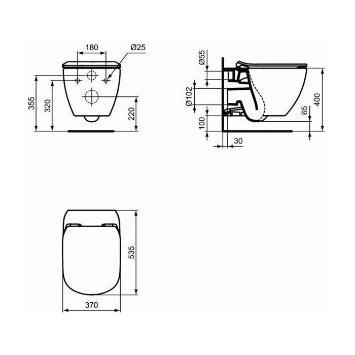 Potinkinis WC rėmo komplektas ALCADRAIN (4 in 1) + pakabinamas unitazas su dangčiu IDEAL STANDARD Tesi su AquaBlade