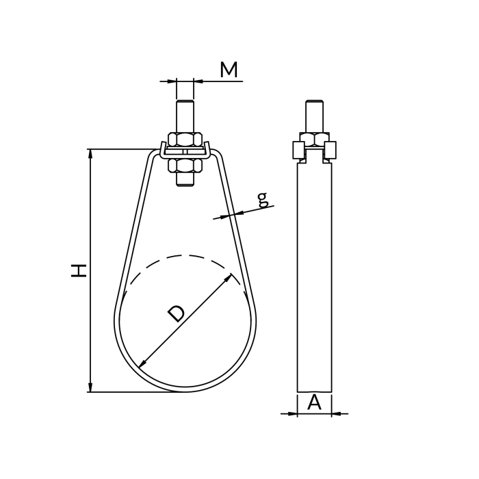 Laikiklis sprinklerinėms sistemoms NICZUK DN 1 1/2" ZP (48-51 mm), sriegis M8