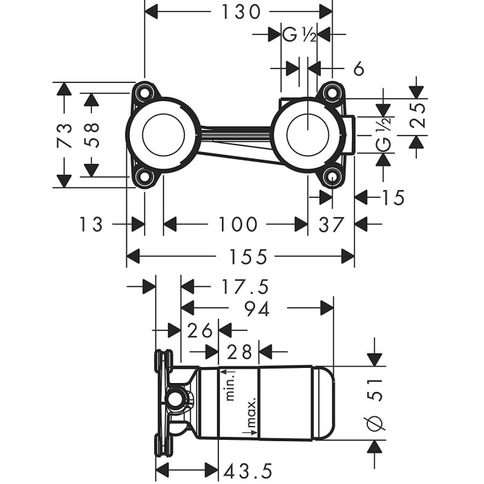 Potinkinis maištuvas praustuvui su potinkine dalimi HANSGROHE Talis E 225 mm, 71734340+13622180
