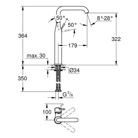 Praustuvo maišytuvas GROHE Essence XL, 32901001