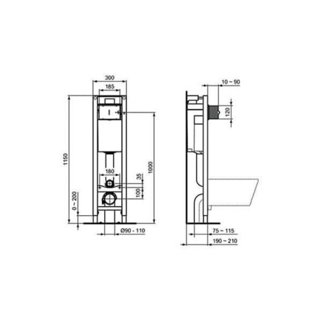 Potinkinis WC rėmas IDEAL STANDARD ProSys 30 cm (2 in 1), E233267