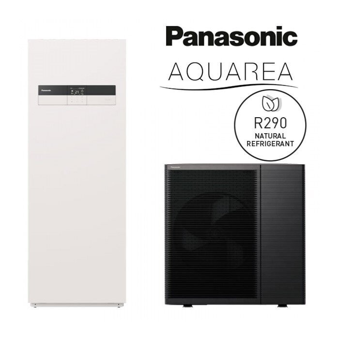 K naujausios kartos šilumos siurblys oras - vanduo 3 kW PANASONIC Aquarea su integruotu 185 l boileriu, vienfazis