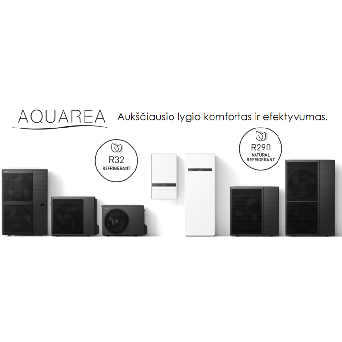 K naujausios kartos šilumos siurblys oras - vanduo 3 kW PANASONIC Aquarea su integruotu 185 l boileriu, vienfazis