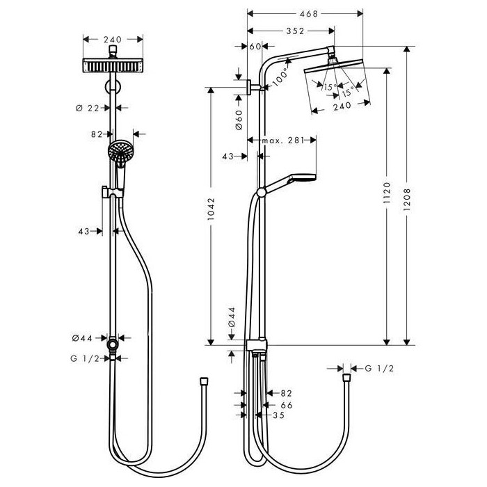 Dušo komplektas HANSGROHE Crometta E 240, 27289000