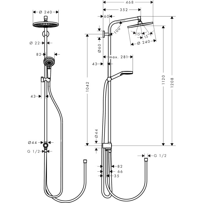 Dušo komplektas HANSGROHE Crometta S, 27270000