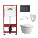 Potinkinis universalus unitazo (WC) rėmo komplektas TECEprofil Base (4 in 1) + pakabinamas unitazas LAUFEN Pro Rimless su slim S