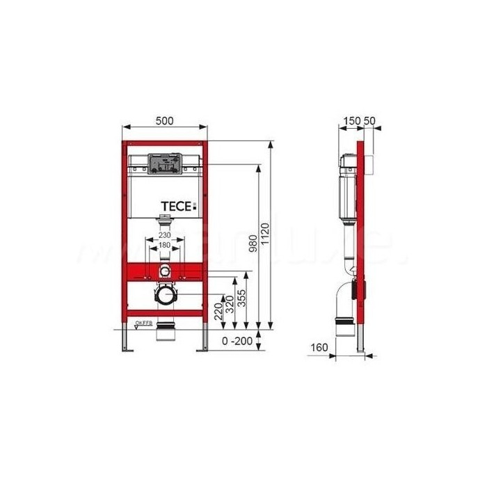 Potinkinis universalus unitazo (WC) rėmo komplektas TECEprofil Base (4 in 1) + pakabinamas unitazas LAUFEN Pro Rimless su slim S