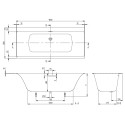 Stačiakampė vonia su tyliu sifonu VILLEROY & BOSH Subway 3.0 iš Quaryl medžiagos 800 x 1800 mm