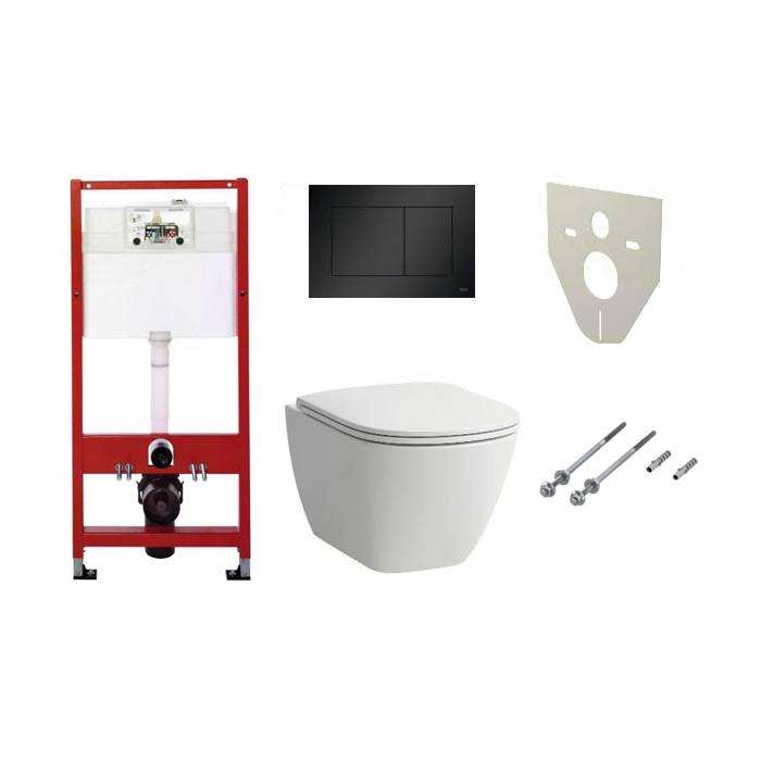 Potinkinis universalus unitazo (WC) rėmo komplektas TECEprofil Base (4 in 1) + pakabinamas unitazas LAUFEN Lua Rimless su slim S