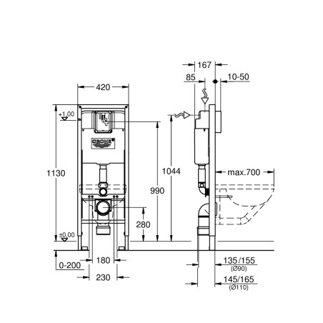 Potinkinis WC rėmas GROHE 42 cm pločio, 38675001