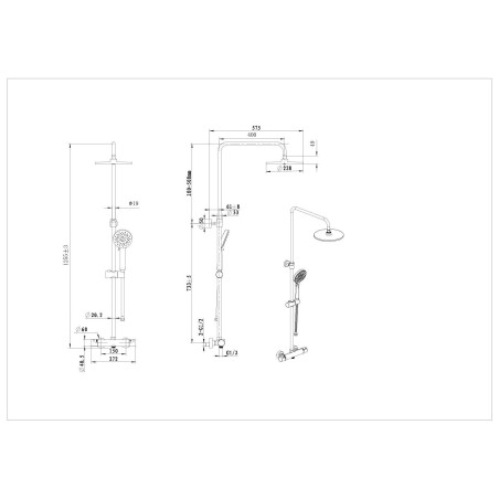 Termostatinė dušo sistema EU 228 mm, 3jet, chromo