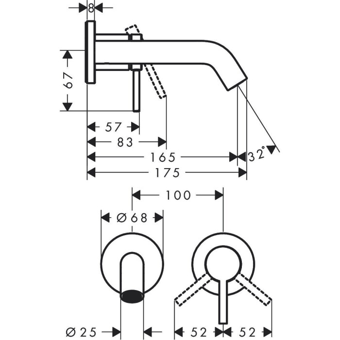 Potinkinis maišytuvas praustuvui HANSGROHE Tecturis S 165 mm, 73350670