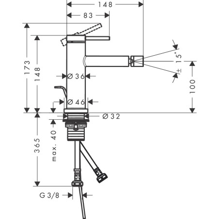 Bidė maišytuvas HANSGROHE Tecturis S, 73201000