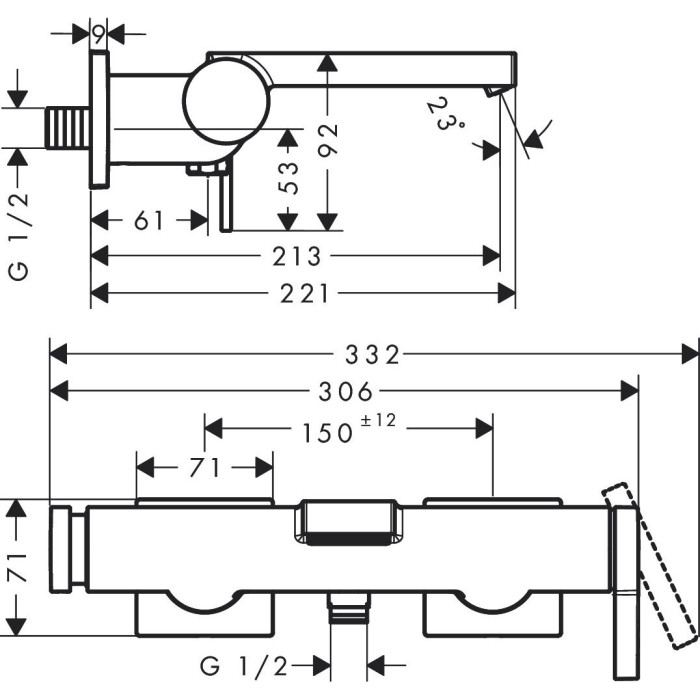 Vonios maišytuvas HANSGROHE Tecturis E, 73420000
