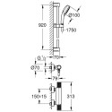 Termostatinis maišytuvas dušui su dušo stovu 92 cm GROHE Grohtherm 1000 Performance, 34835000
