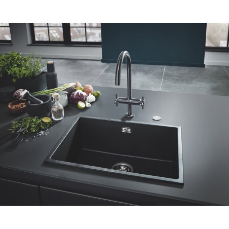 Kompozitinė plautuvė GROHE K700U 533x457 mm granite black, 31654AP0
