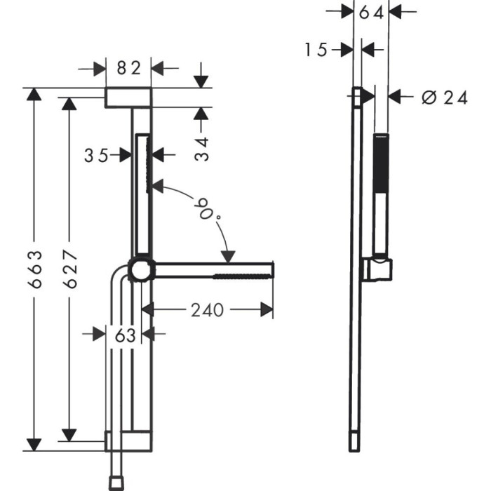Dušo stovo komplektas HANSGROHE Pulsify S 663 mm 1jet EcoSmart, 24372670