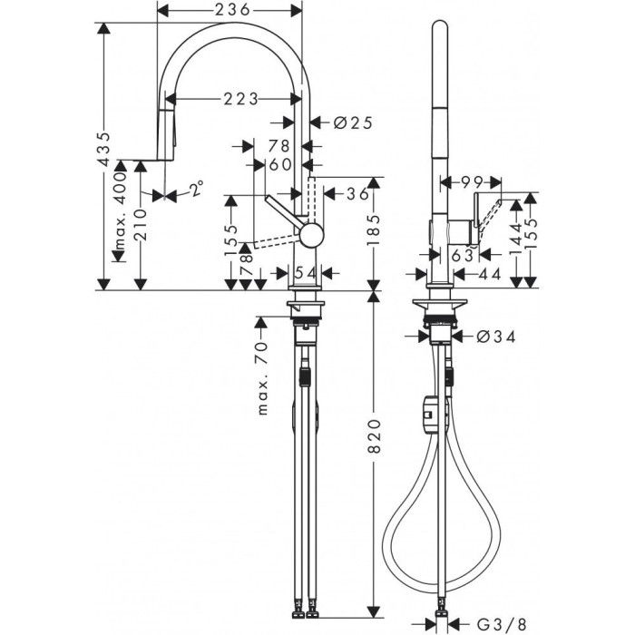 Virtuvinis (plautuvės) maišytuvas su ištraukiama žarna HANSGROHE Talis M54 210 1jet, 72802000