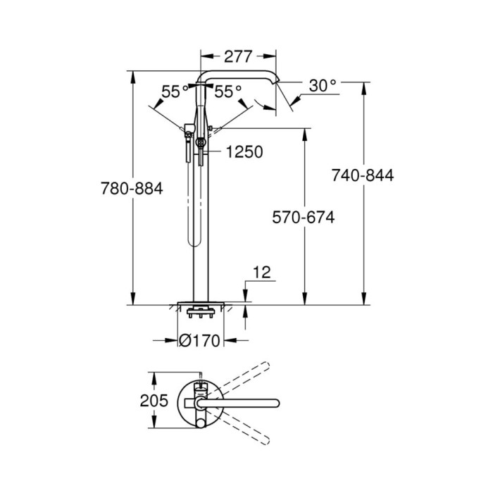 Grindinis vonios maišytuvas GROHE Essence, 25248AL1