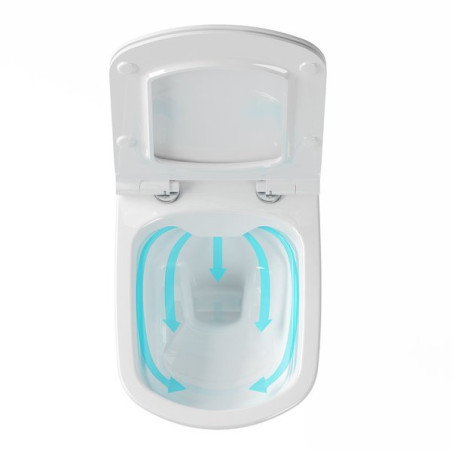 Pakabinamas WC puodas RAVAK Classic RimOff su plonu dangčiu Classic SLIM soft close, GL20X01671
