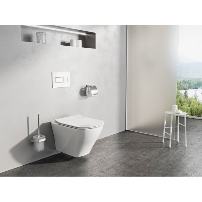 Pakabinamas WC puodas RAVAK Classic RimOff su plonu dangčiu Classic SLIM soft close, GL20X01671
