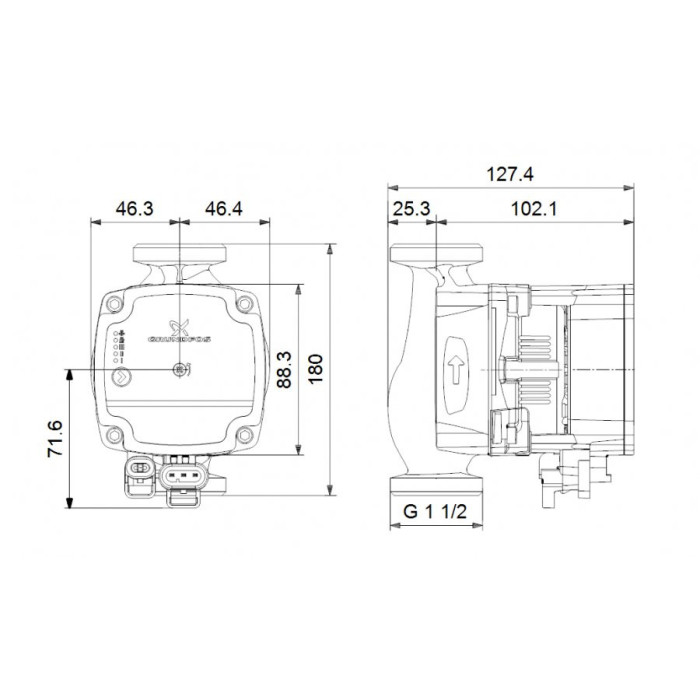 Cirkuliacinis siurblys GRUNDFOS Alpha1 L 25/1-4 180 mm