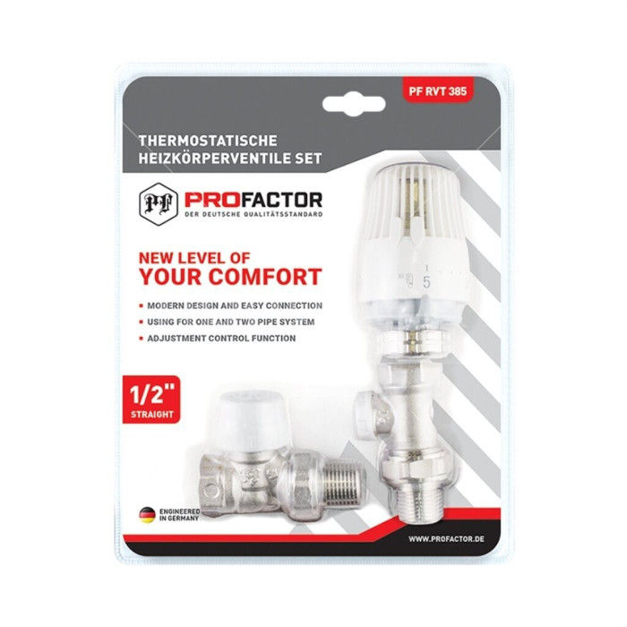 Radiatorių pajungimo komplektas PROFACTOR (3 in 1) - 1/2"" tiesus
