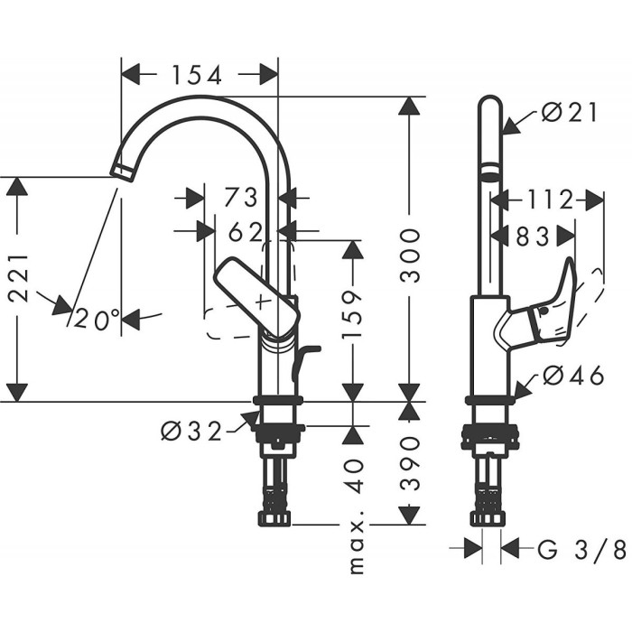 Virtuvinis (plautuvės) maišytuvas HANSGROHE Logis 71130000