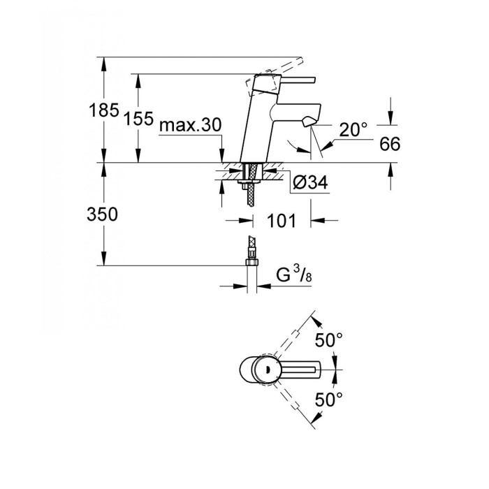 Praustuvo maišytuvas GROHE Concetto, S-dydis, 3224010E
