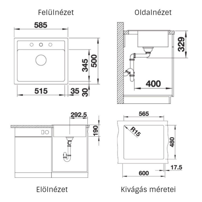 Akmens masės (granitinė) plautuvė BLANCO Legra 6, antracito