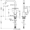 Maišytuvas virtuvei-plautuvei aukšta svirtimi HANSGROHE Focus, 31820000