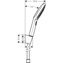 Dušo komplektas HANSGROHE Raindance Select E120 Chrome, 3 funkcijos, (Įvairių ilgių pasirinkimas)