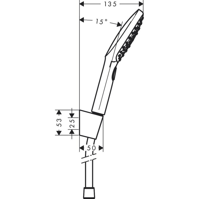 Dušo komplektas HANSGROHE Raindance Select E120 Chrome, 3 funkcijos, (Įvairių ilgių pasirinkimas)
